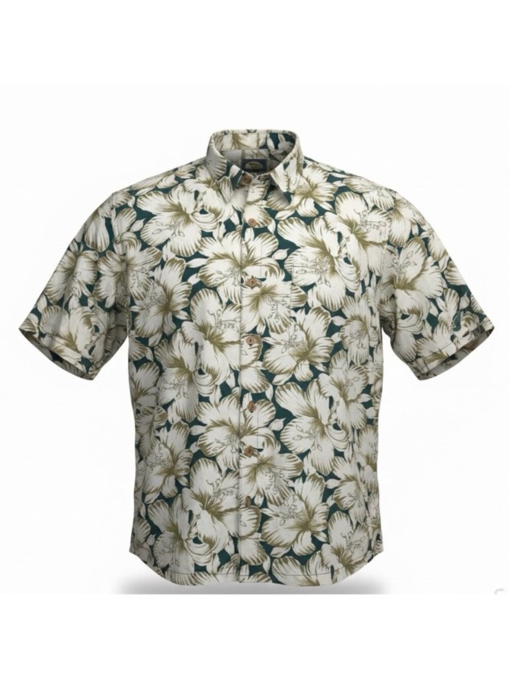 Tommy Bahama Mens Beige & Navy Floral Short Sleeve Hawaiian Shirt Size XL